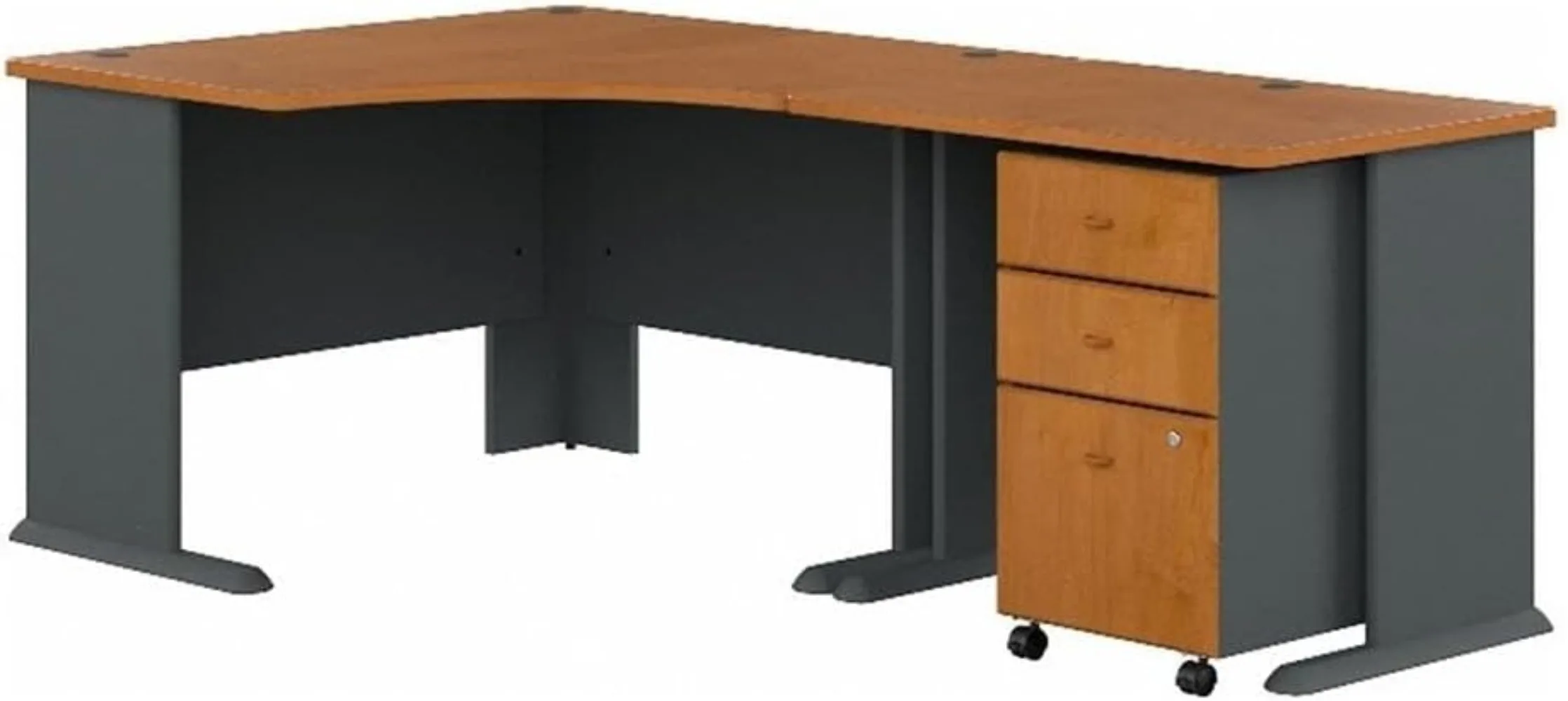 Business Furniture Series A Corner Desk with 36W Return and Mobile File Cabinet, 48W, Natural Cherry