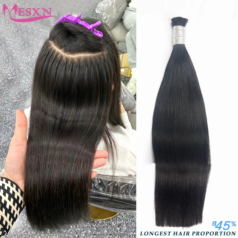 MESXN Bulk Hair Extensions 100% Really Human Hair 16-26inch Black Brown Blonde 613 Straight Color For Women For Salon
