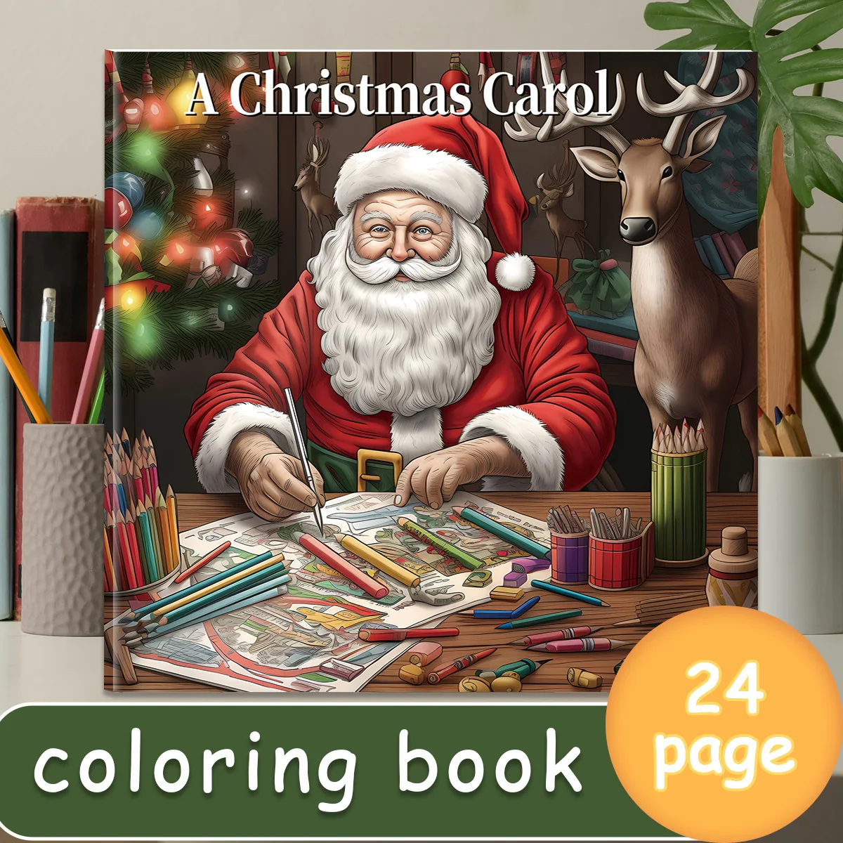 A4 Thick Christmas Carol Themed Coloring Book Anti-Bleed Stress Relief Graffiti Drawing Notebook For Holiday Creation