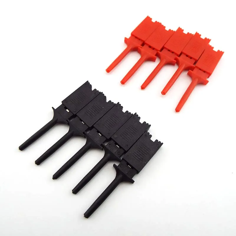 50mm Mini Single Test Hook Clip Probe for Electronic Testing IC Grabber flat Crocodile Clip Hooks electric Test Clip red black