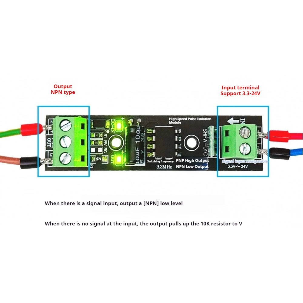 High Speed Pulse to PWM Converter Optocoupler Isolation 3.3V/5V/12V/24V 3MHz for PLC NPN PNP 12-24V Signal Interface Module