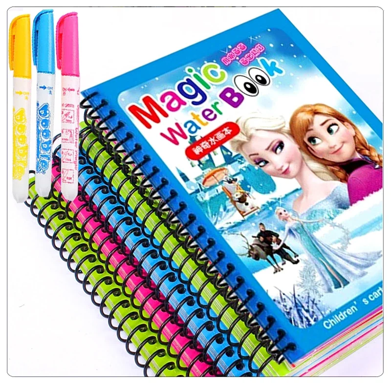 Disney Frozen Mickey Minnie Montessori MagicWater Pen Drawing Book Coloring Doodle Painting Board For Kids Toys Birthday Gifts