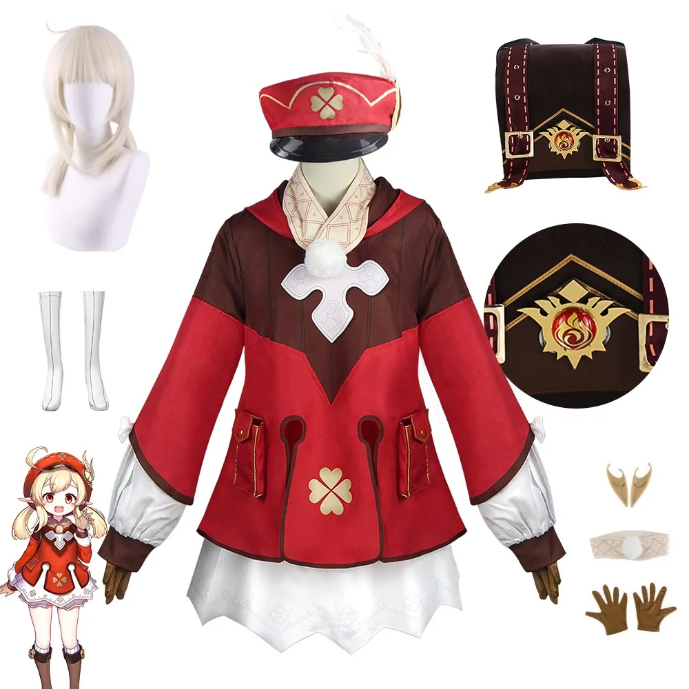 

Game Genshin Impact Klee Cosplay Costume Klee Spark Knight Cute Uniform Dress Playfulness Halloween Christmas Gift Anime Clothes