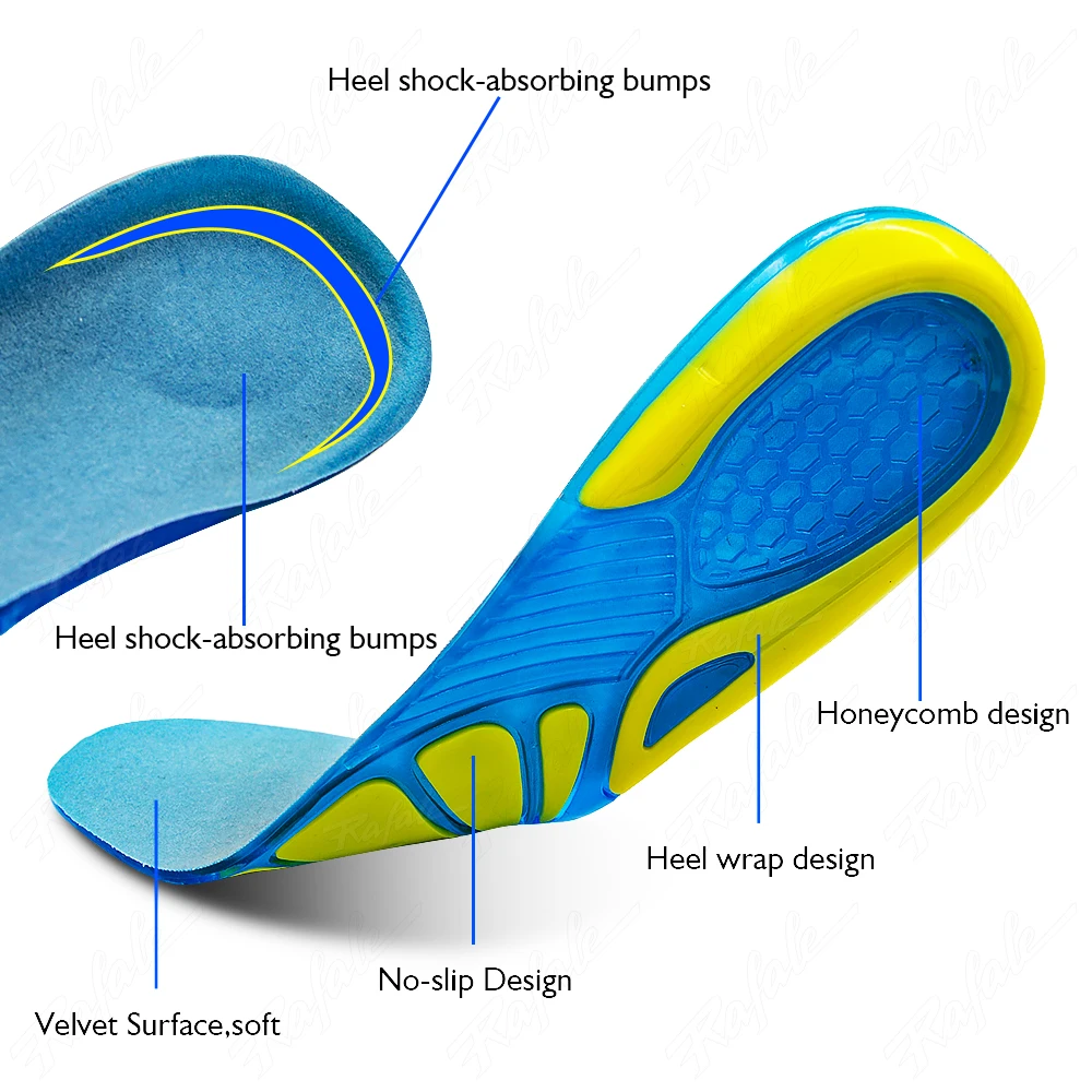 ซิลิโคนลื่นเจลกีฬารองเท้านวด Orthopedic Insoles Foot Care สําหรับฟุตรองเท้า Shock Absorption Pad ใหม่