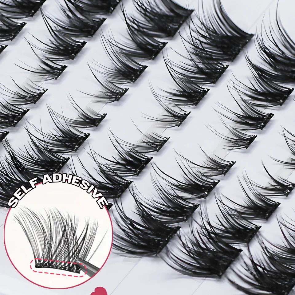 Pestañas autoadhesivas racimos DIY extensión 8-13 mm 80 piezas esponjosas curva D suaves naturales 3