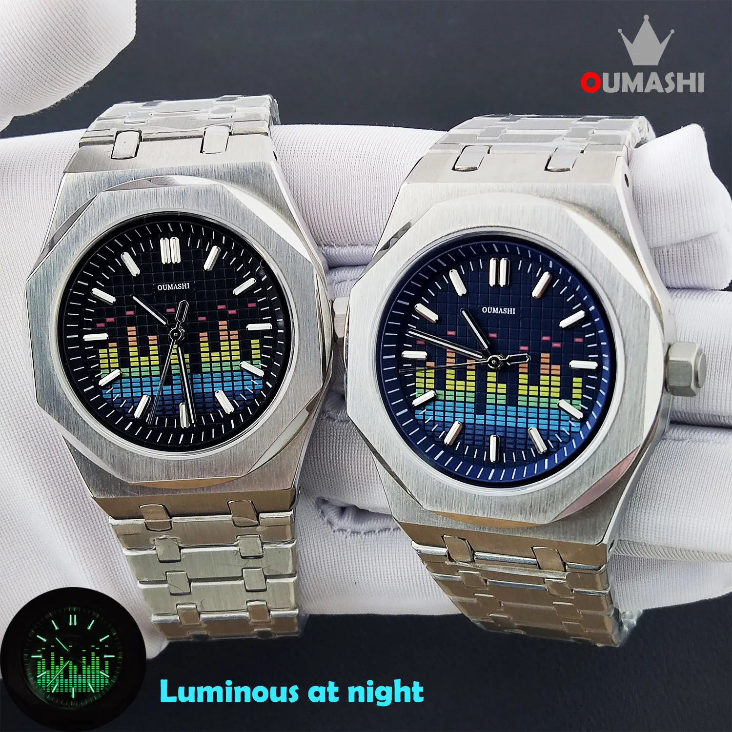 OUMASHI-42mm MIYOTA8285 Watch Personality Business Trend casual waterproof glow-in-the dark mechanical men's watch