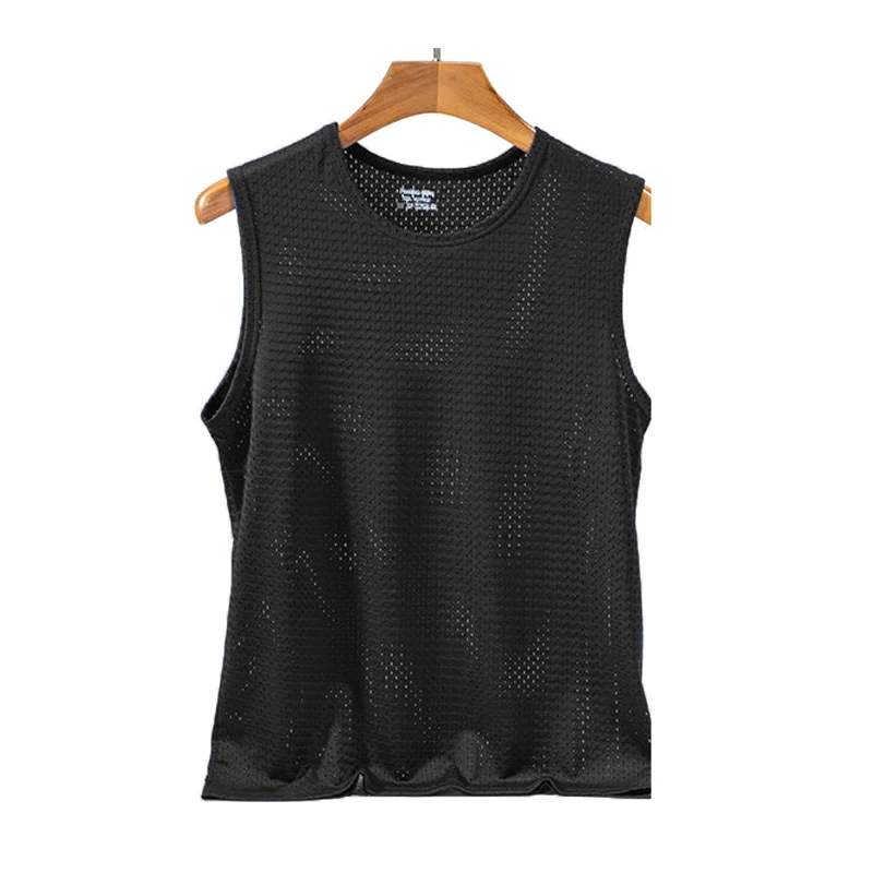 Ice Silk Tank Top Men Underwear Gym Clothing MenTransparent Gym T-shirt Male Bodyshaper Sleeveless Shirt Fitness Mesh Singletss