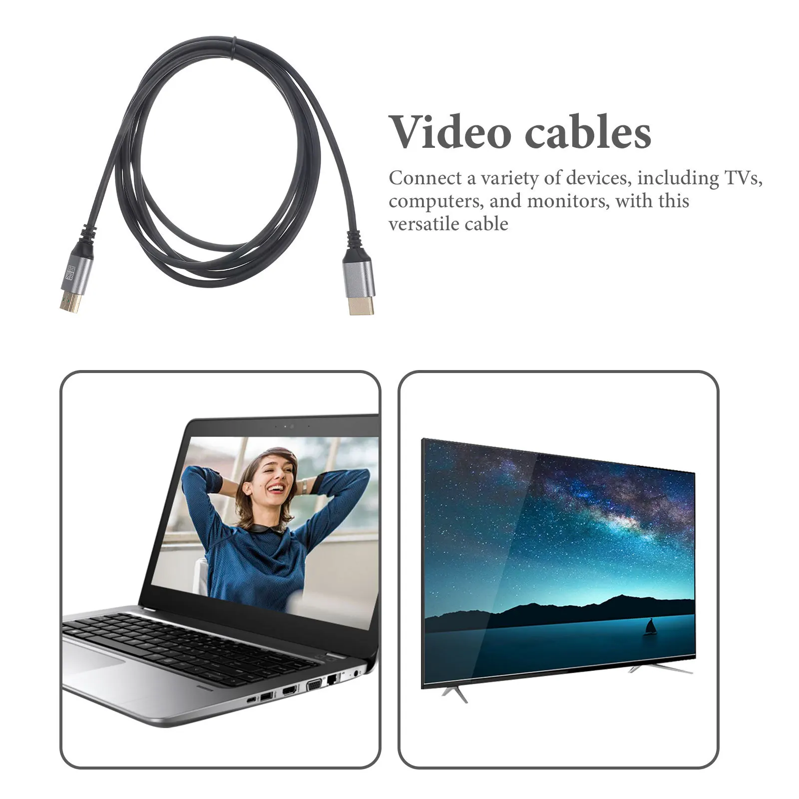 كابل فيديو عالي الدقة 2 متر 8K 19 + 1 كور عالي.1 ذكر إلى ذكر لشاشة الكمبيوتر سلك طويل رفيع