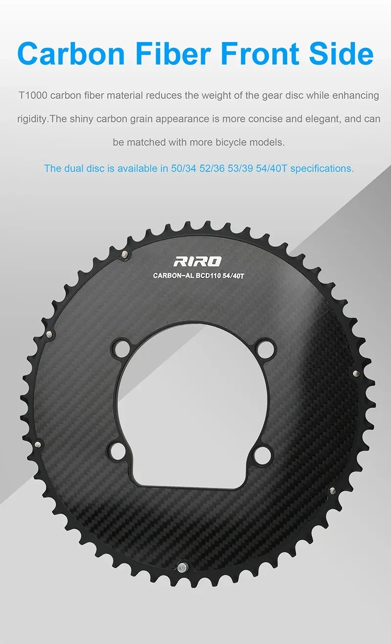 RIRO 110 BCD Fahrradkettenblatt 50/34 52/36 53/39 54/40T Rennrad-Kettenrad 11/12-fach für Shimano R7000 R8000 R9100 R7100 R8100 R9200 – Detail 3