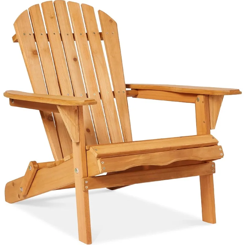 

Folding Adirondack Chair Outdoor Wooden Accent Furniture Fire Pit Lounge Chairs for Yard, Garden, Patio w/ 350lb Weight