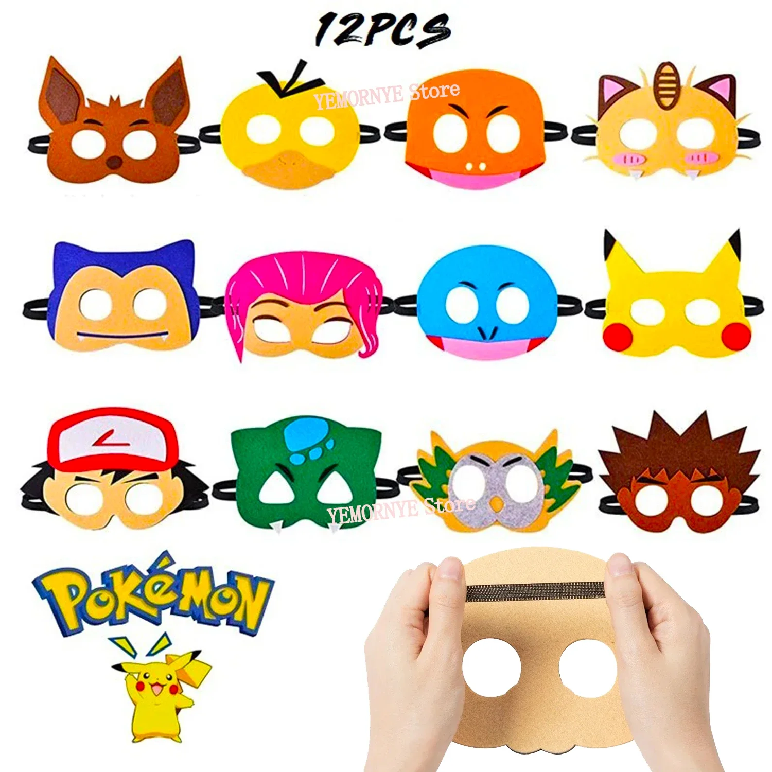 

12Pcs Pokemon Sonic Mask Party Decoration Set Cartoon Birthday Gifts Halloween Cool Acessórios Ornamento Children Supplies Toys
