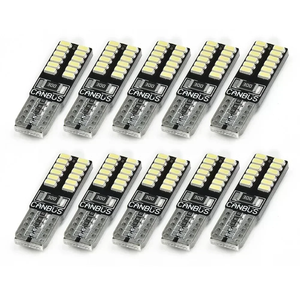 10pcs Car License Plate Lights 194 3014 24SMD Lamps 6500K Canbus Error Free W5W Reading Light Durabe High Quality