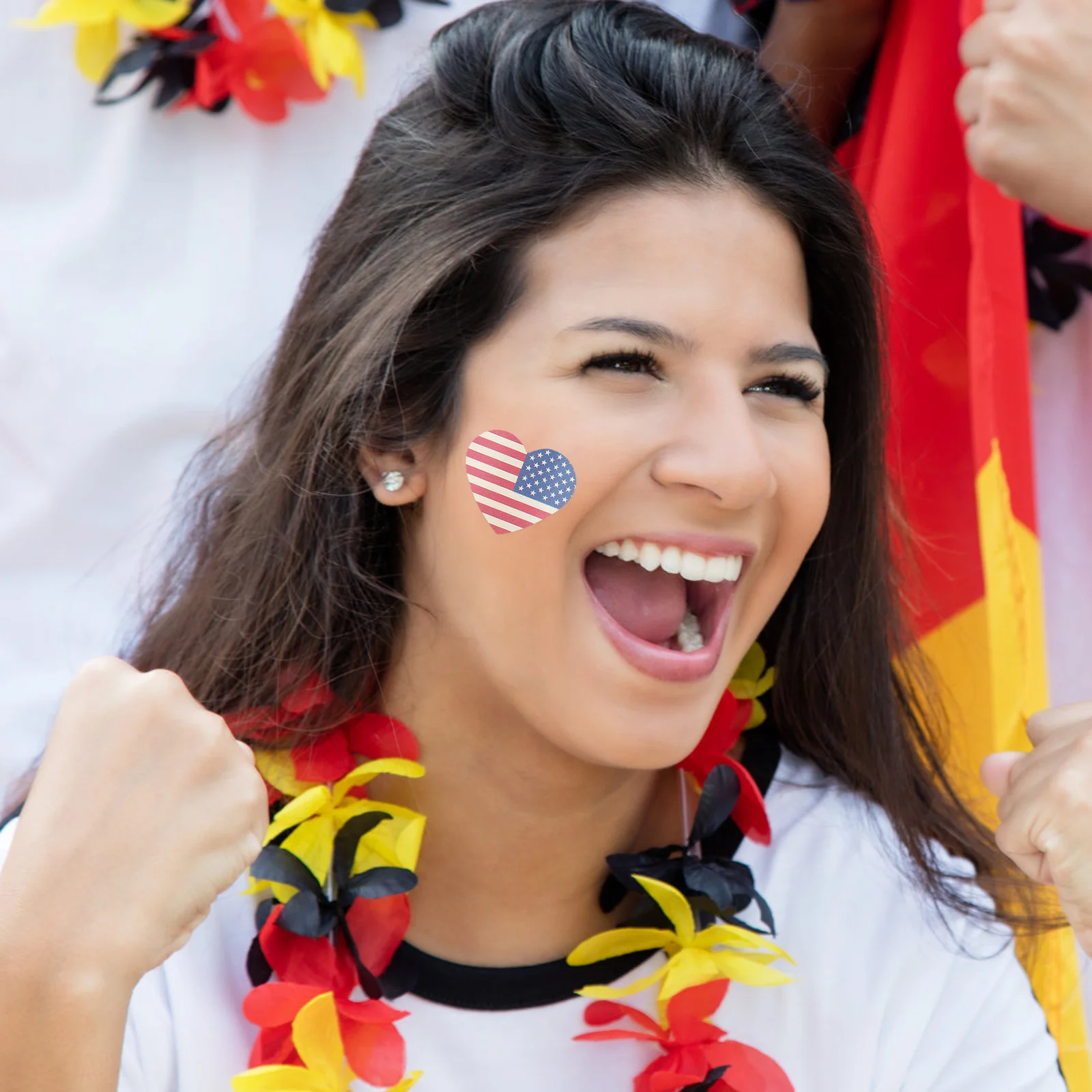 25pcs Fan Face Stickers American Flag Decals Water Proof Sports Match Body Tattoos Plastic Durable Sticker Decorations