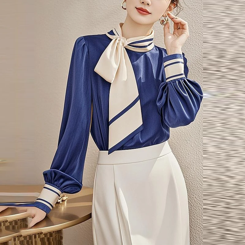 French bow yellow long sleeved shirt with women's design sense, unique in early autumn, super beautiful and stunning top