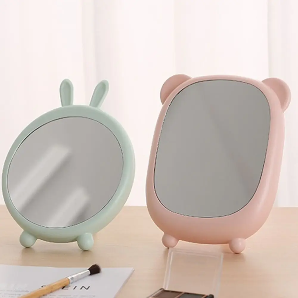 High Definition Vanity Mirror Direct Color Without Dead Corners Desktop Stand Mirror Bear Decoration Desktop Cosmetic Mirror