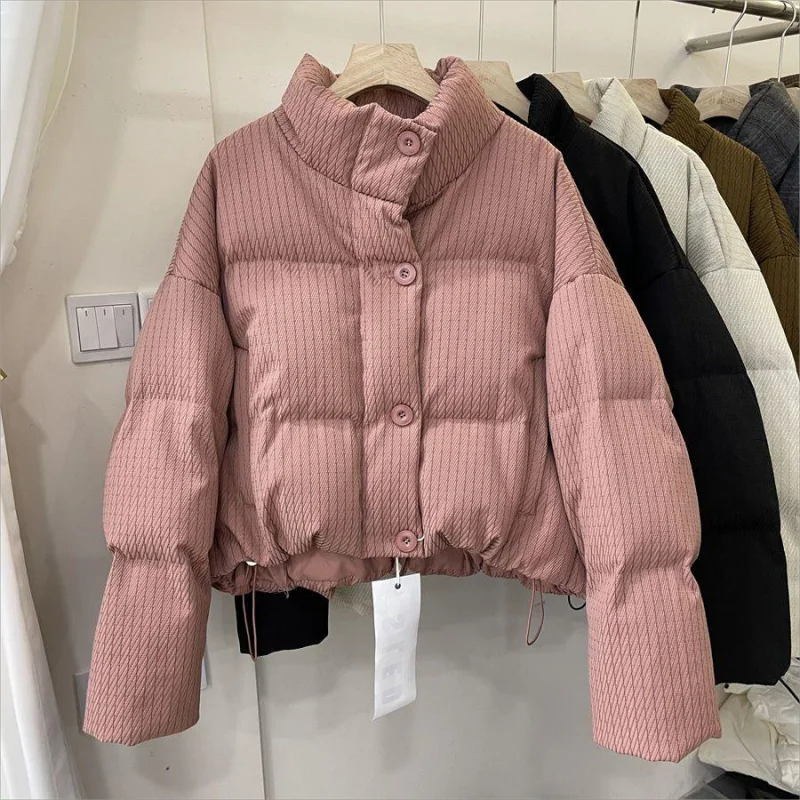 

Stand Collar Short Cotton Padded Coat Women's Parka Korean Fashion Winter Jacket Female 2024 Thicken Warm Puffy Down Cotton Coat