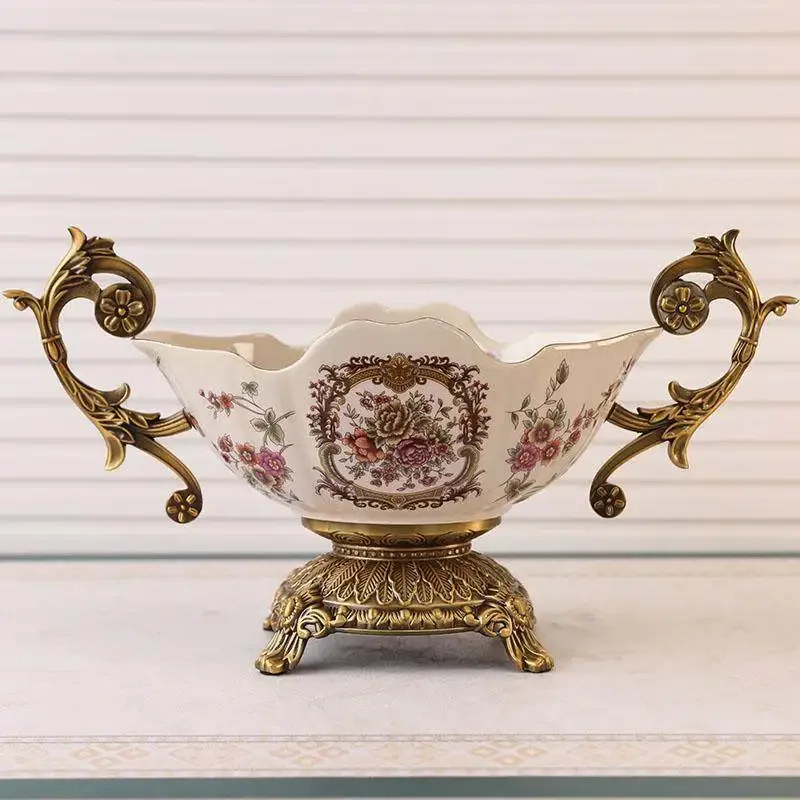 

European-style villa decorative alloy ceramic fruit plate