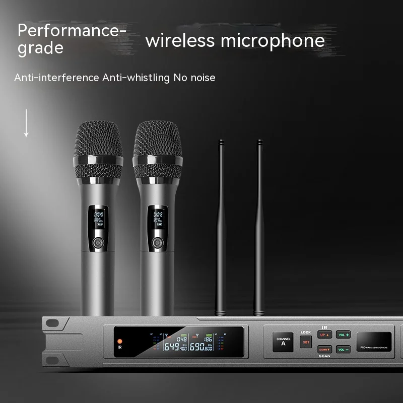 

150m wireless microphone, one for two stage performance, bar recording studio performance, professional handheld microphone.