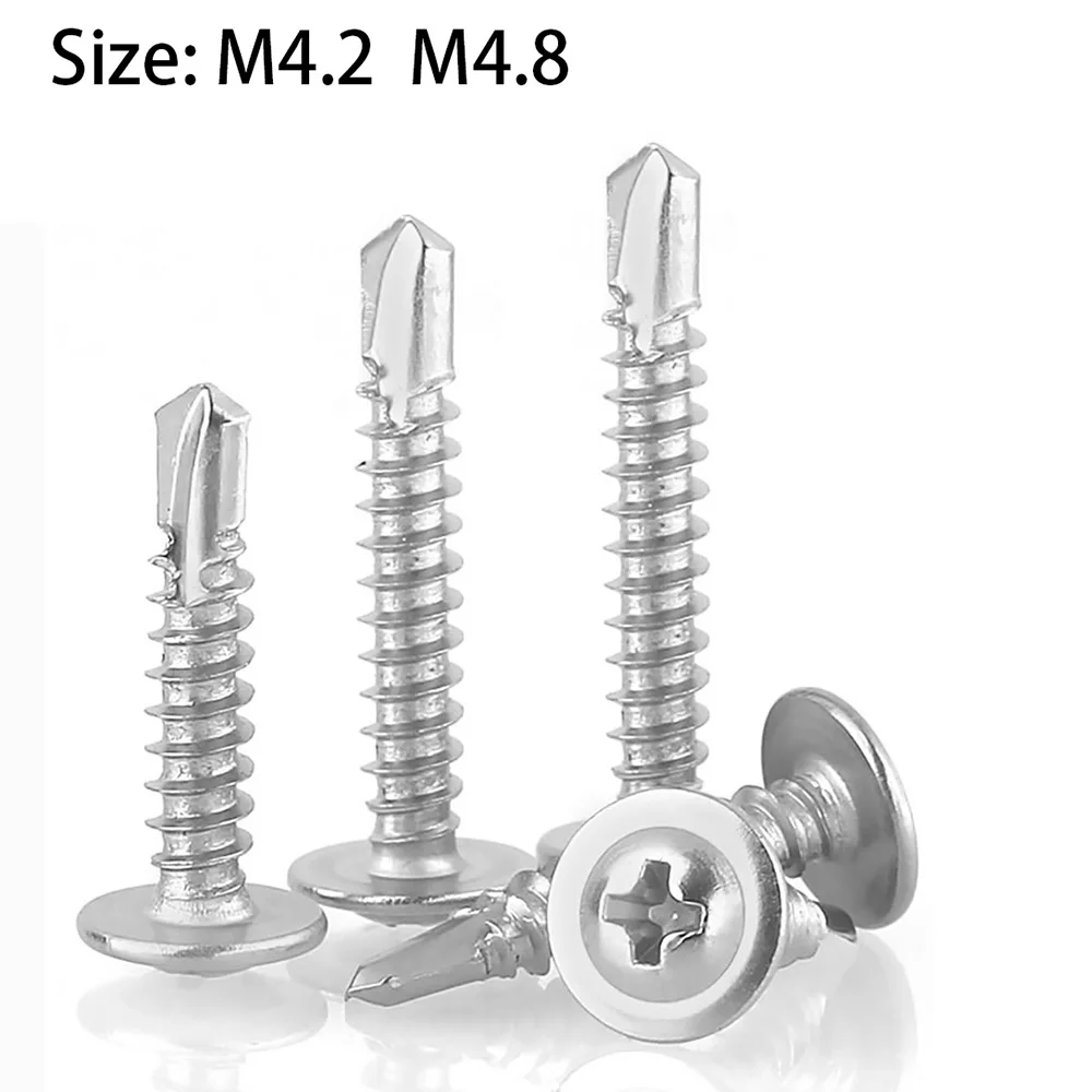 M4.2 M4.8 Dovetail Phillips Self-Tapping Screws 410 Stainless Steel Large Flat Head Screw Countersunk Bolt Cross Drill Tail Nail