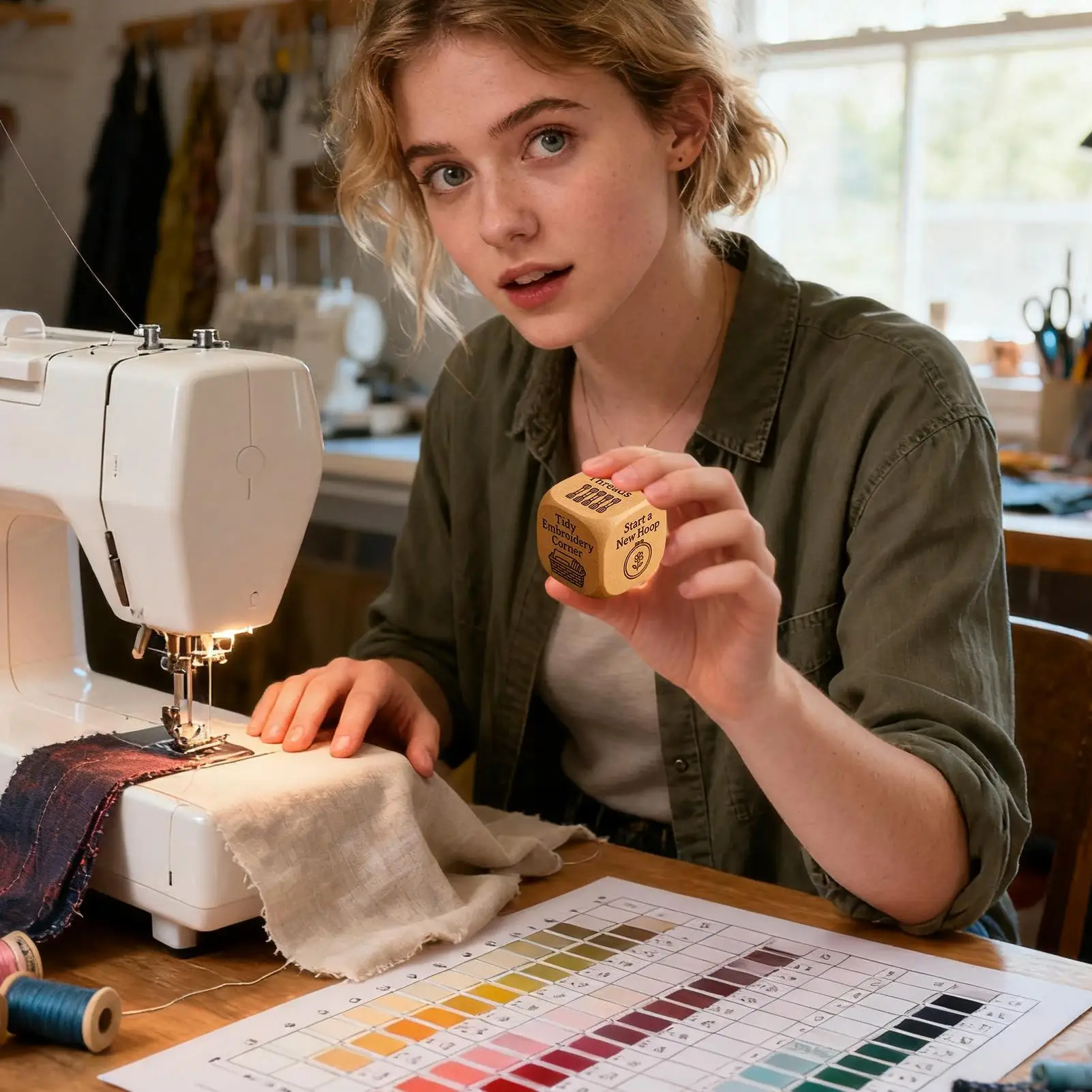 

Игральные кости для вышивания, деревянные выгравированные швейные инструменты, кости ручной работы для квилтеров с заданиями для квилтинга для домашней туристической мастерской