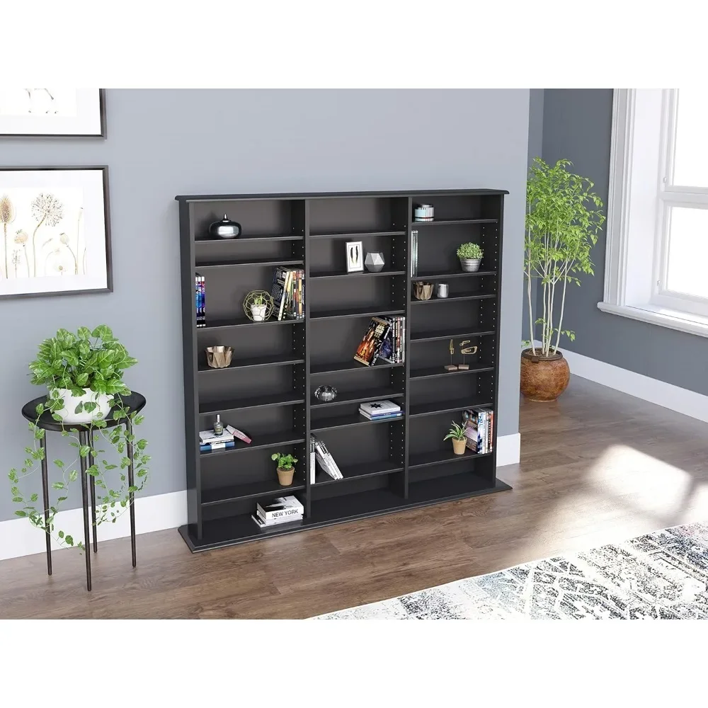 Triple Width Wall Storage Number of Shelves 21,Wood Bookcase , 8