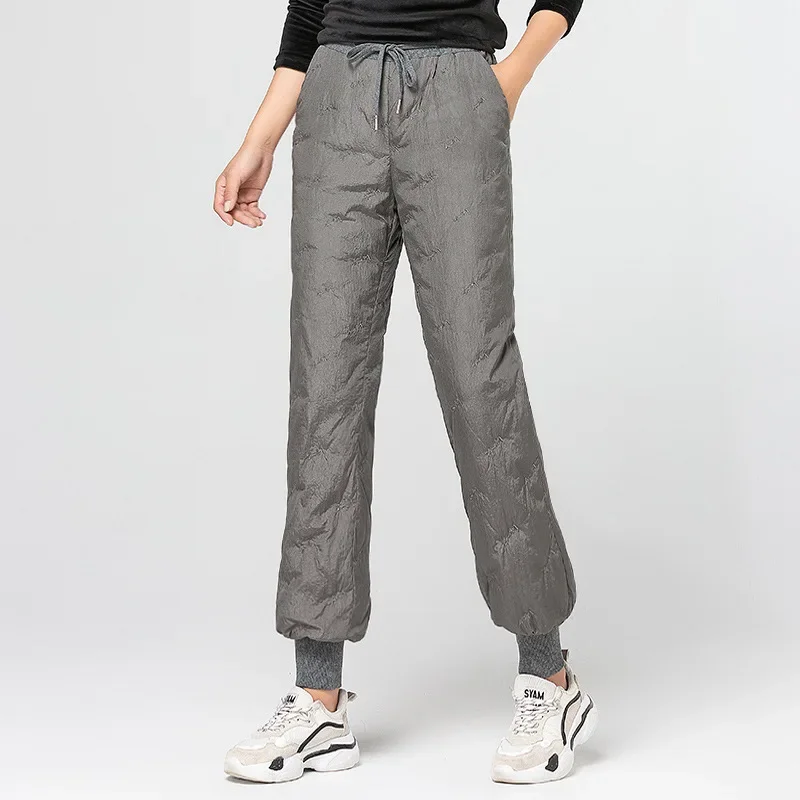 90% Duck Down Padded Pants Women Winter High Waist Elastic Skinny Pencil Pants Slim Warm Thick Duck Down Trousers Female PT-409