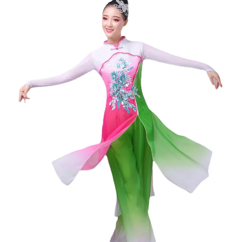 Klassische Tanz Yangko Leistung Kostüm Fan Folk Dance Kostüm Taille Trommel Anzug Chinesischen Stil Hanfu Yangko Bühne Kleidung