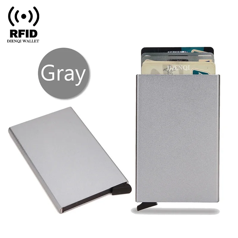 Rfid Creditcardhouder Metaal Dun Slanke Slimme Portemonnee Heren Dames Portefeuilles Pop-up Minimalistische Kleine Zwarte Portemonnee Mini Portefeuilles voor Heren