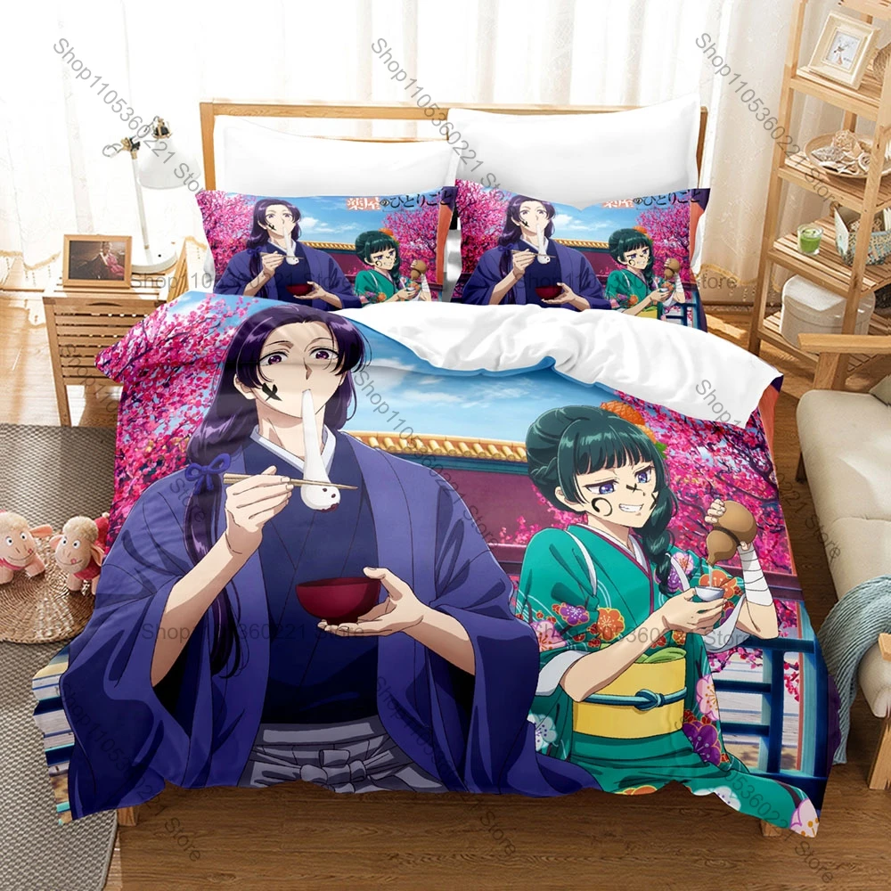 Kusuriya no Hitorigoto Anime Three Piece Bedding Set Hidden Zipper Quilt Cover Bedroom Decor Anime Fans The Apothecary Diaries