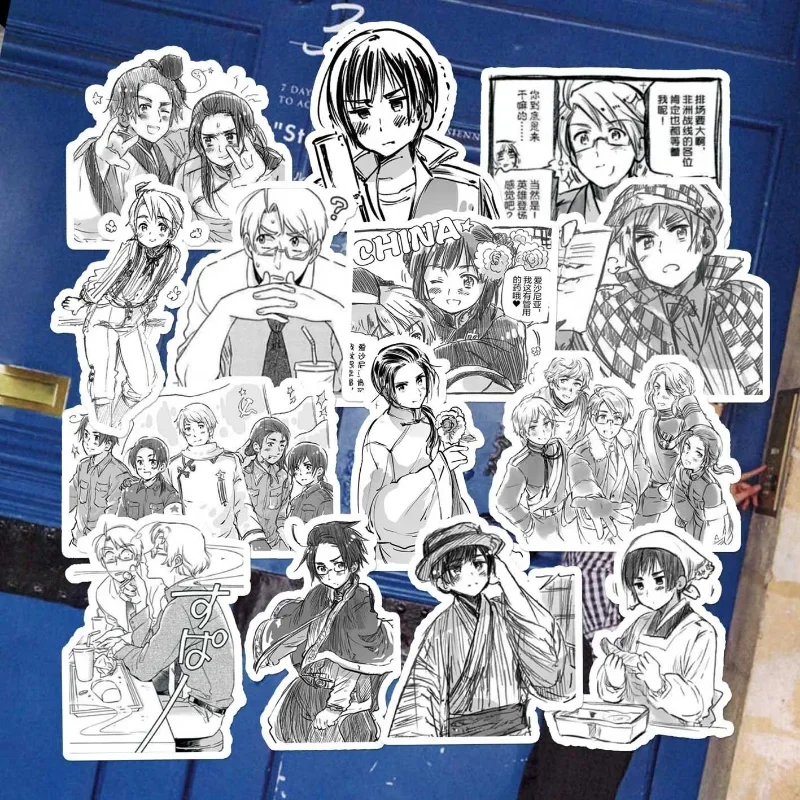 Axis Powers Hetalia Anime Sticker Ivan Alfred Arthur Aph Black White Manga Style Stickers School Supplies Ipad Phone Case Decor