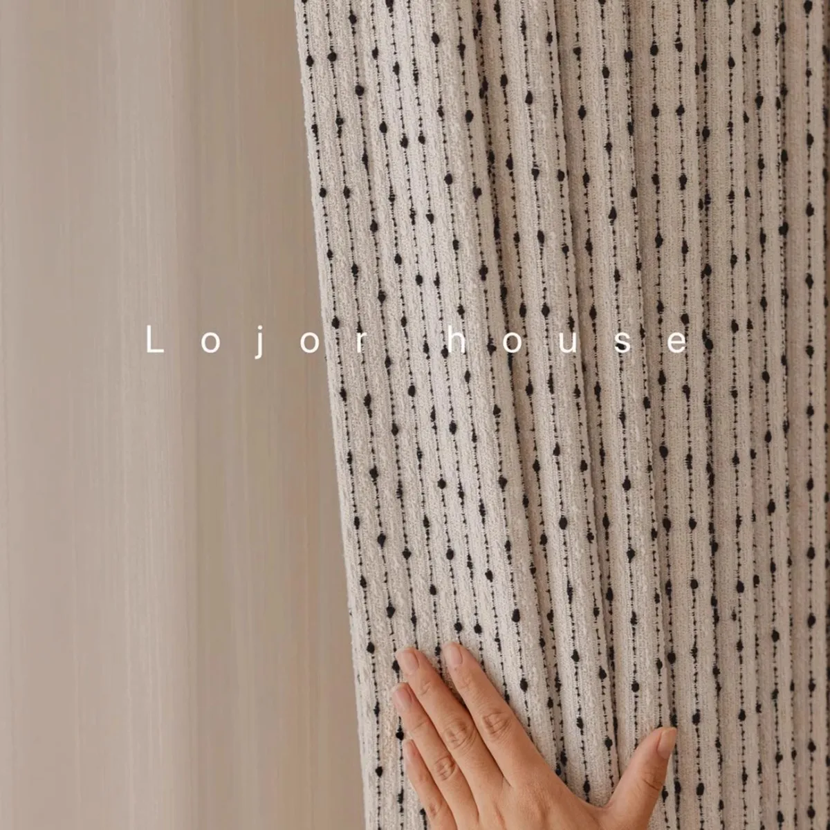 Black and white French curtains, bedroom high-end fabric, living room children's curtains