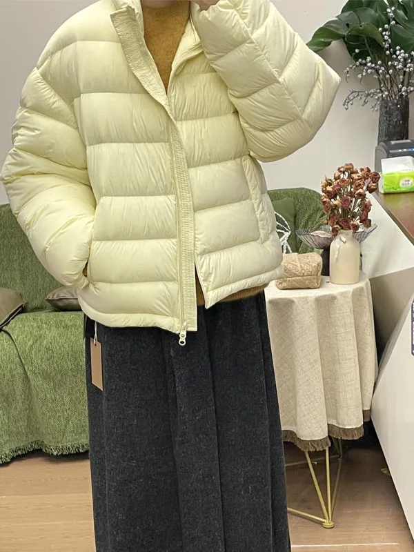 

Korean Style Thickened Short Coat Women's Fashionable Versatile Puff Sleeve Cotton Jacket Stand Collar Warm Outerwear