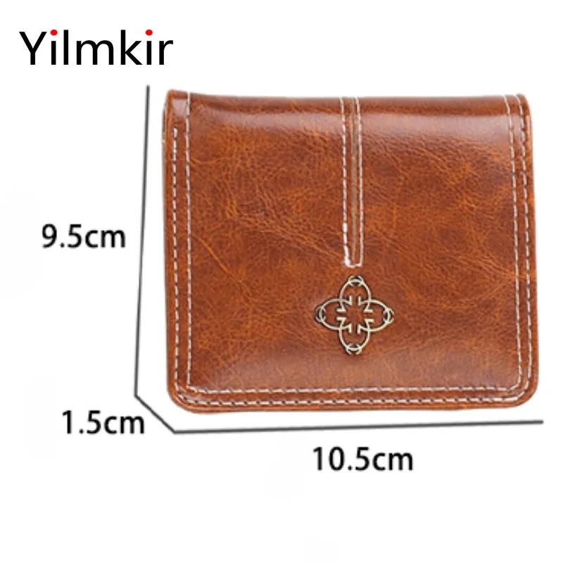 Monedero con hebilla de cuero PU, cartera corta para mujer, monedero Simple Retro, bolso de mano con cremallera a la moda para mujer, bolso para tarjetas con múltiples ranuras