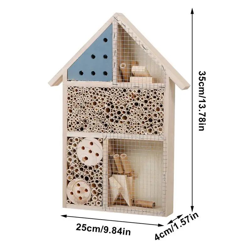 Wooden Bee House Wooden Garden Bugs Hotel Handmade Habitat Bugs Hotel Shelter Hanging Insect Hotel for Bee Butterfly Ladybirds