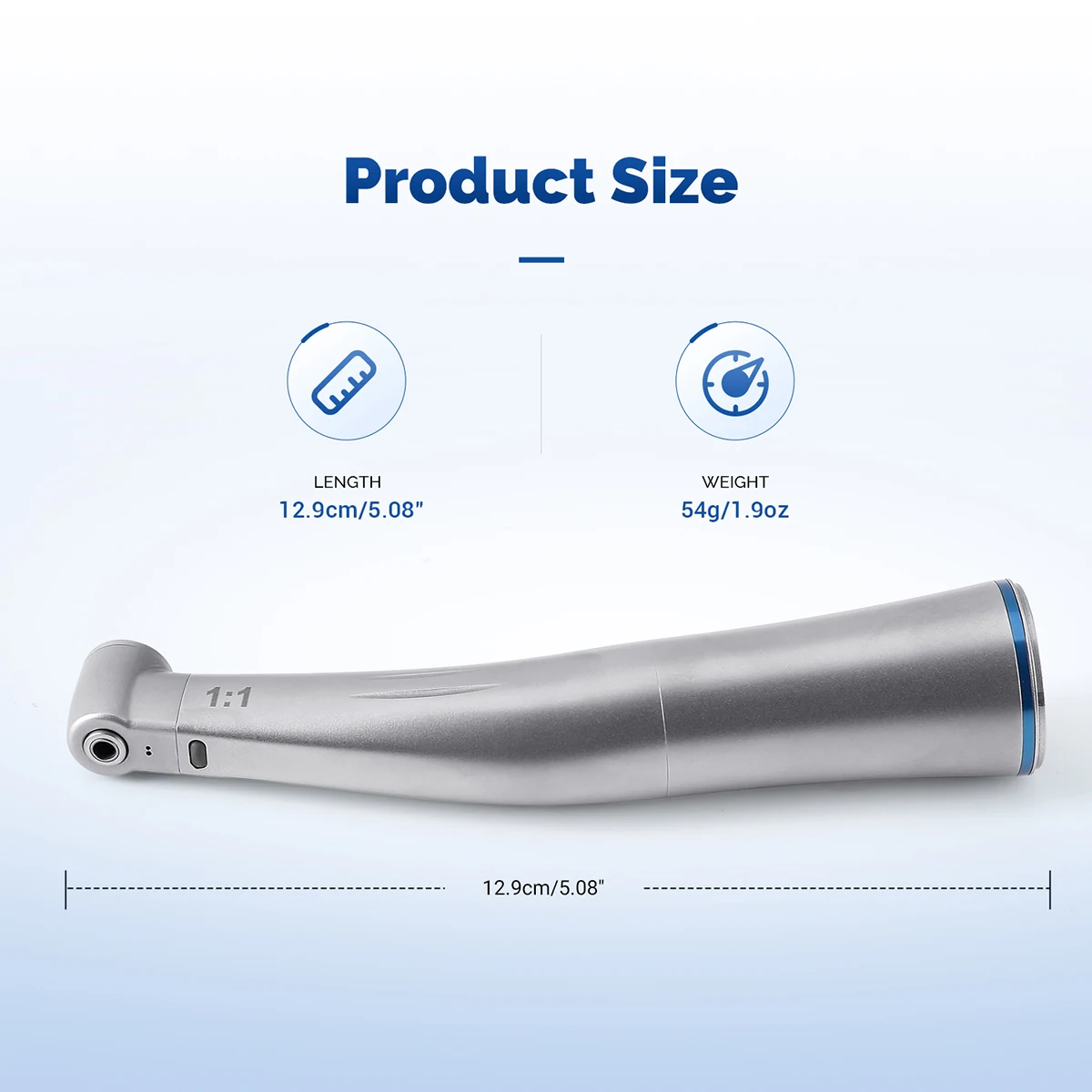 AZDENT Dental 1:1 LED-Faseroptik-Handstück, Winkelstück mit internem Wasserspray, Druckknopf, niedrige Drehzahl, blauer Ring, Zahnarztwerkzeug – Detail 11