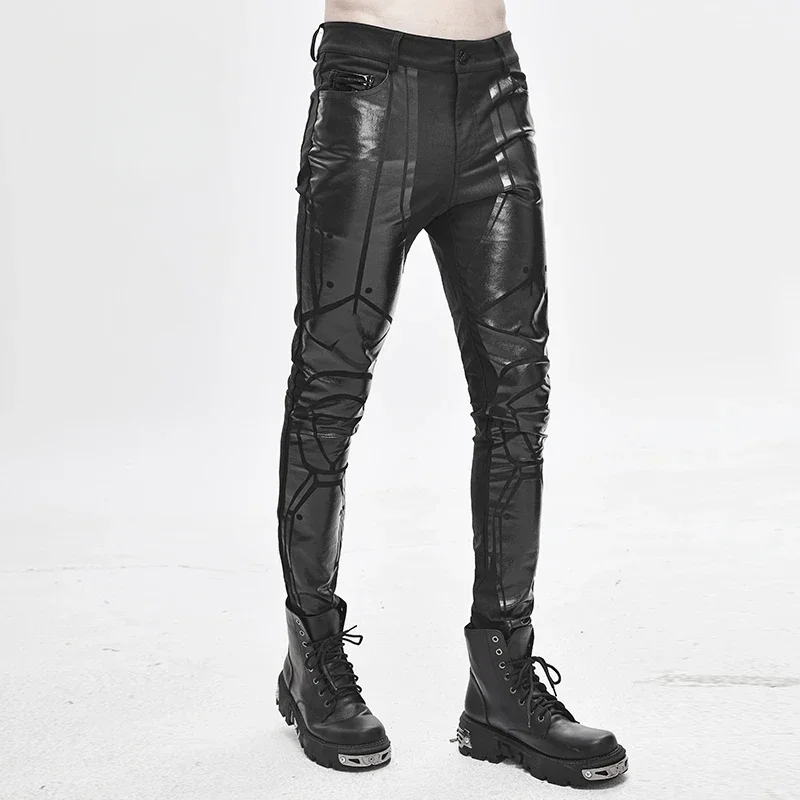 Designer Fashion Men's Rock Cyberpunk Future Sense Skinny Pants Slim Gothic Personality Trousers Streetwear Men Costume Cargo