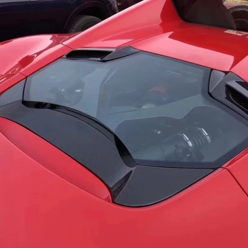 3K Flat Textured Dry Carbon Fiber Capristo Style Transparent Rear Hood Body Kit For 488GTB Modification