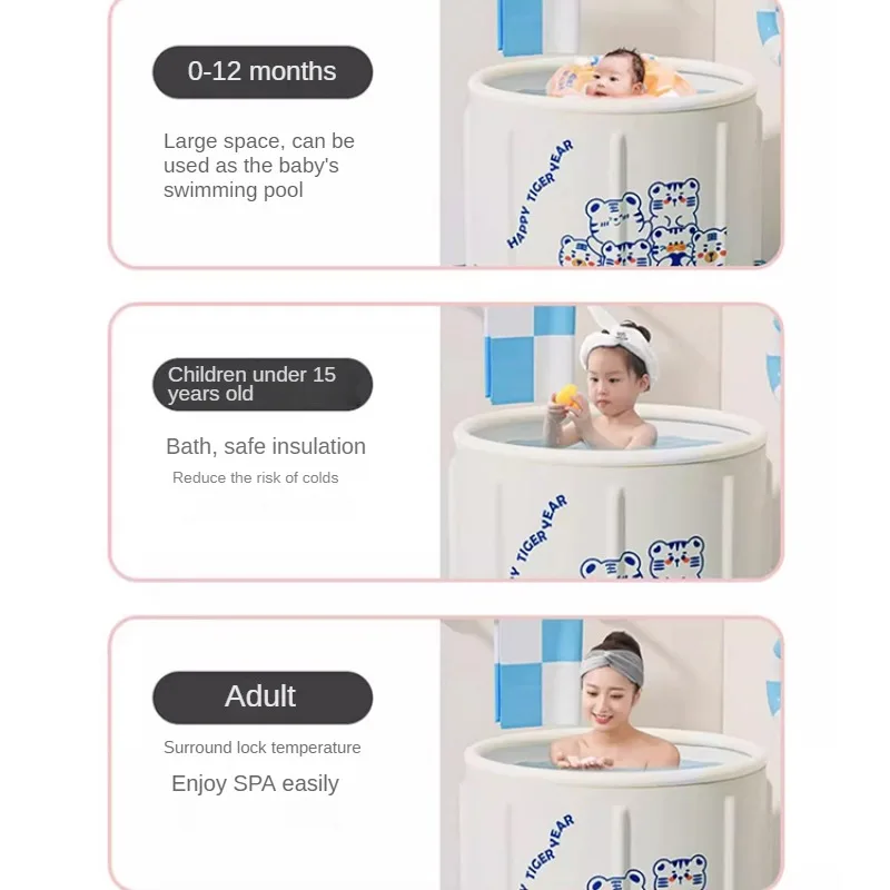 Kids Bath Bucket Baby Swimming Bucket Bathroom Foldable Newborn Bath Bucket Swimming Pool Foldable Bath for Children Thicken Tub