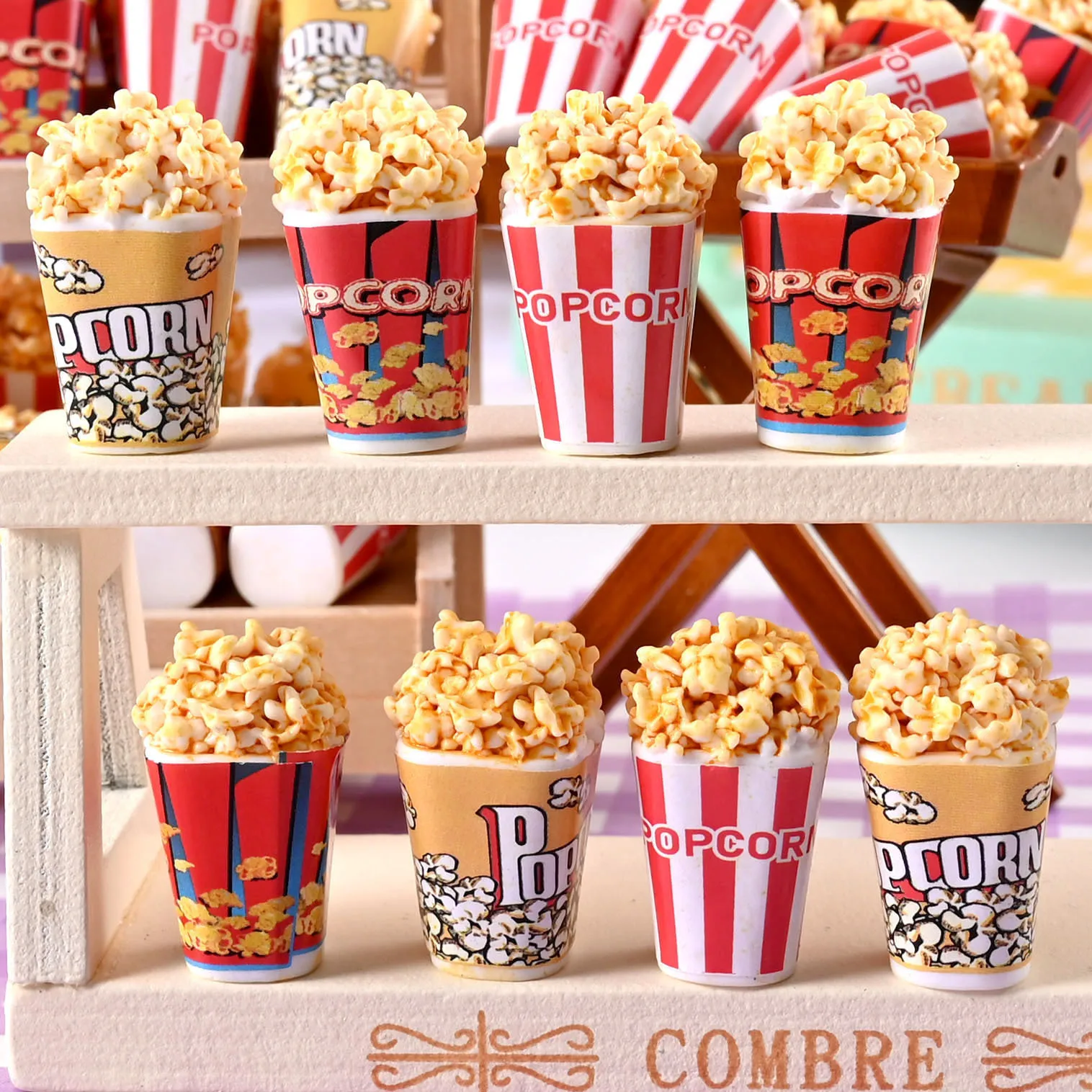 3pcs1/6 Dollhouse Miniature Simulation Mini Popcorn Bucket Model For Blyth OB11 Doll Accessories Kids Toys