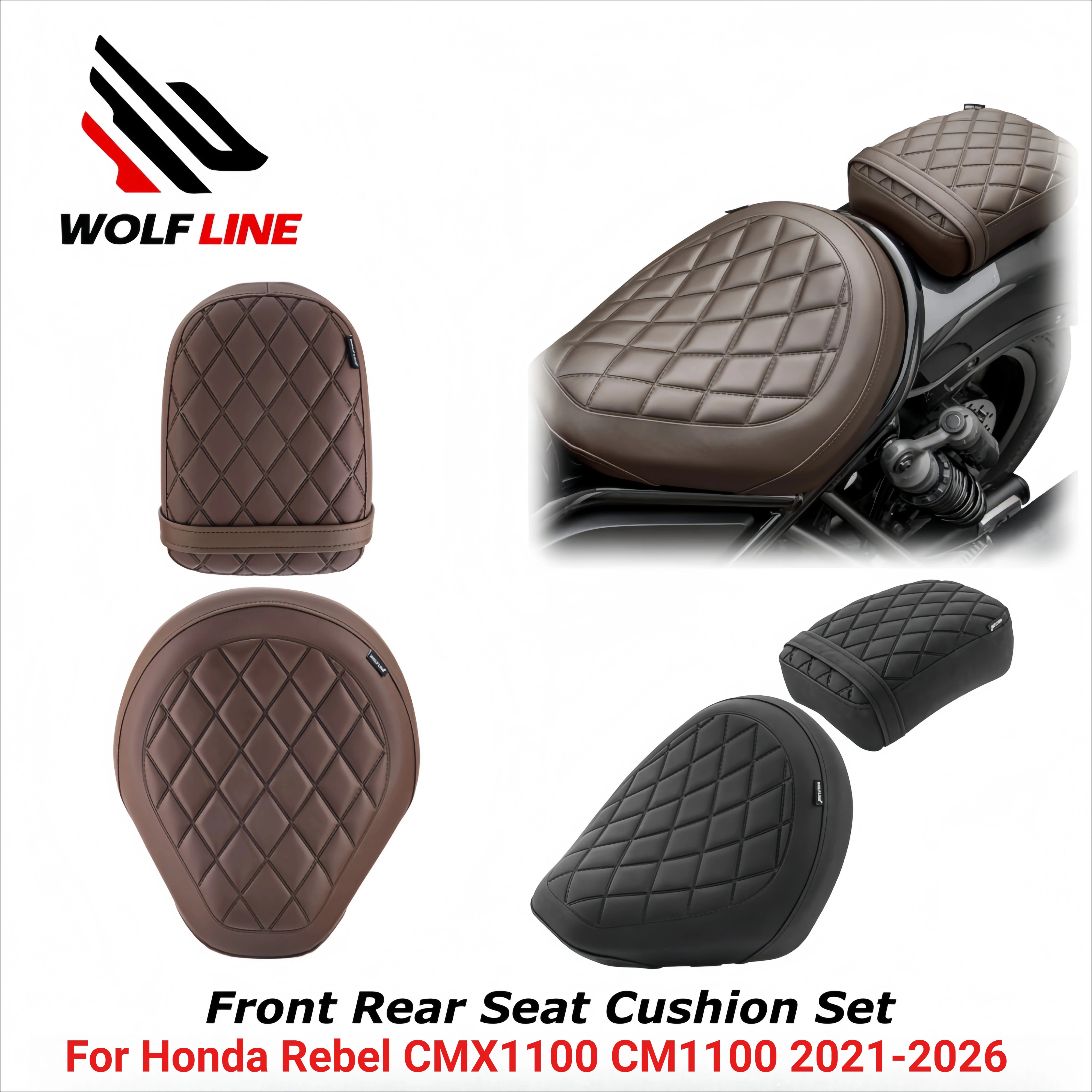 WOLFLINE Rider & Passenger Seat for Honda Rebel CMX1100 CM 1100 2021-2026 Driver Seat Cushion Passenger Pillion Saddle Parts