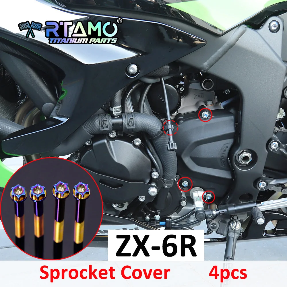

RTAMO Gr5 Titanium Bolts Spoiler Up Down Sprocket Cover Rear Frame Screw Fit for Kawasaki ZX-6R