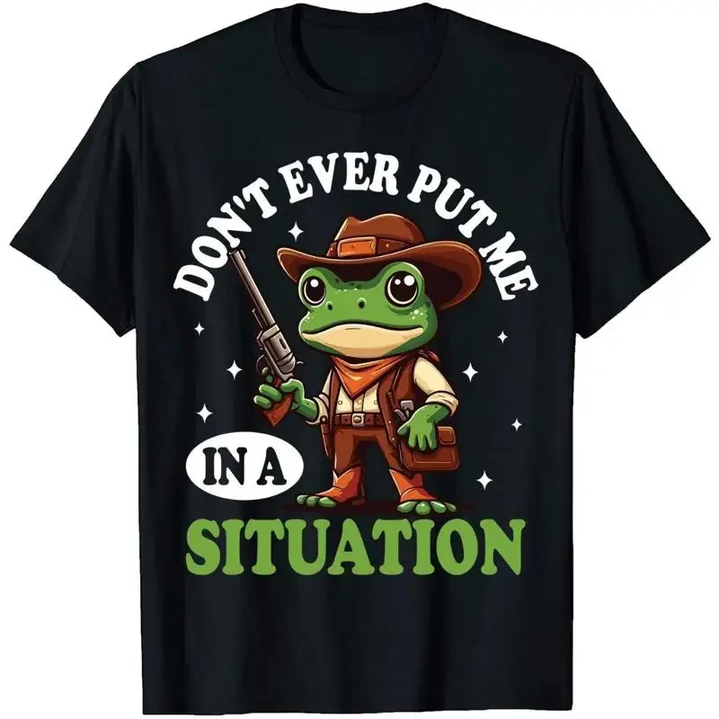 Don'T Ever Put Me In A Situation Funny Frog Meme T Shirt Toad Lover Gun Y2K Aesthetic  Mushroom