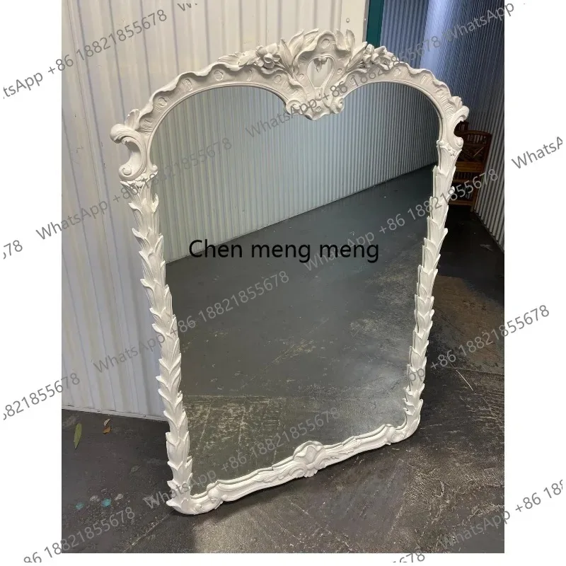 R European-style carved dresser makeup, light luxury French bathroom, bedroom, living room, entrance decorative mirror