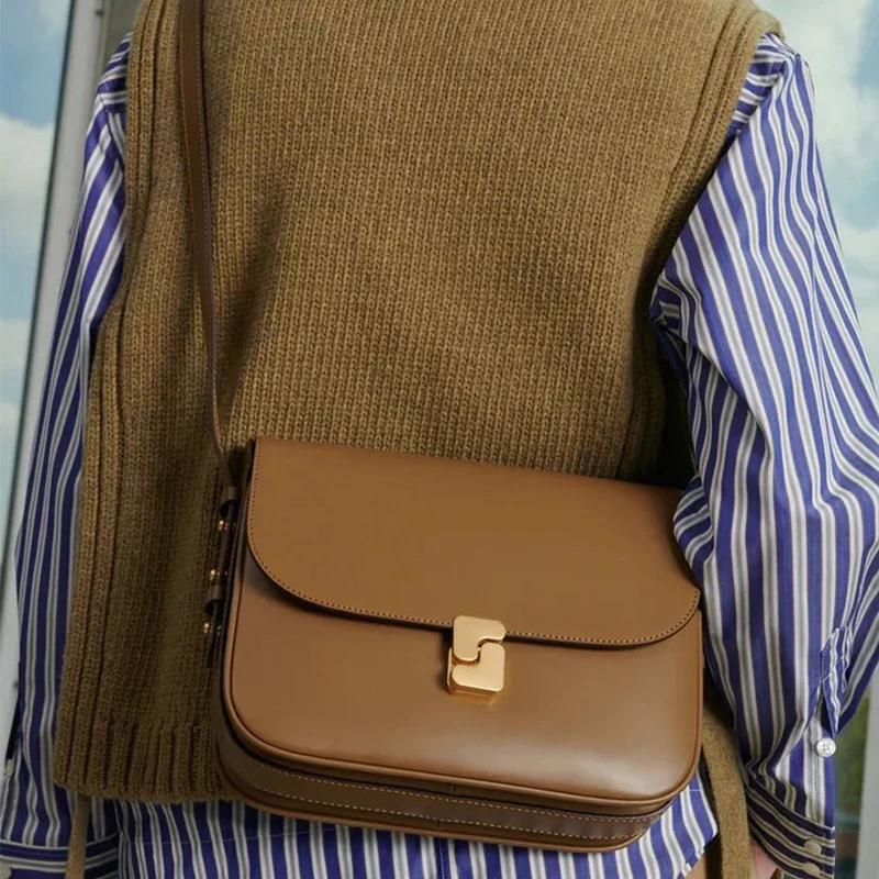 

Роскошные французские нишевые булочки тофу, маленькая квадратная женская дорожная сумка из натуральной кожи, сумка через плечо на одно плечо