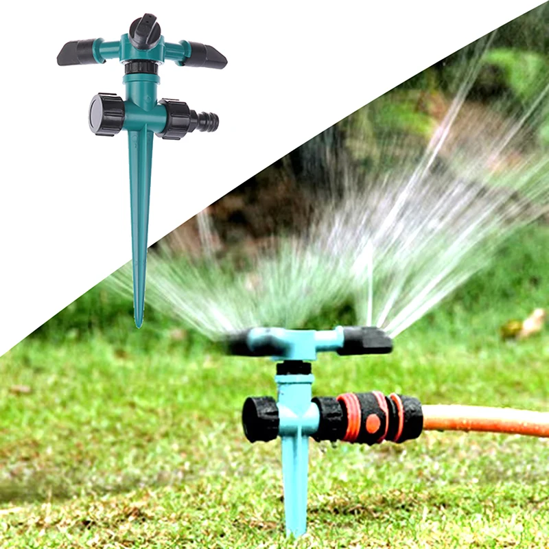 Garden Sprinkler Ground Inserted Rotating Lawn Sprinkler For Yard 360-Degree Automatic Rotating Three-Fork Irrigation Sprinkler