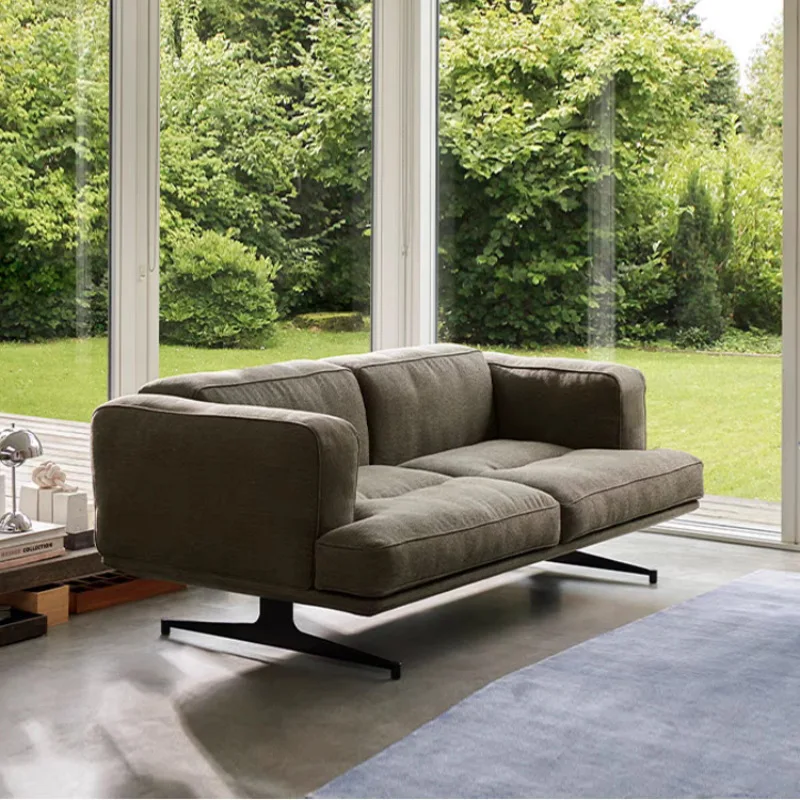Nordic simple cotton and linen sofa creative villa large flat layer light luxury Italian straight row leisure combination sofa
