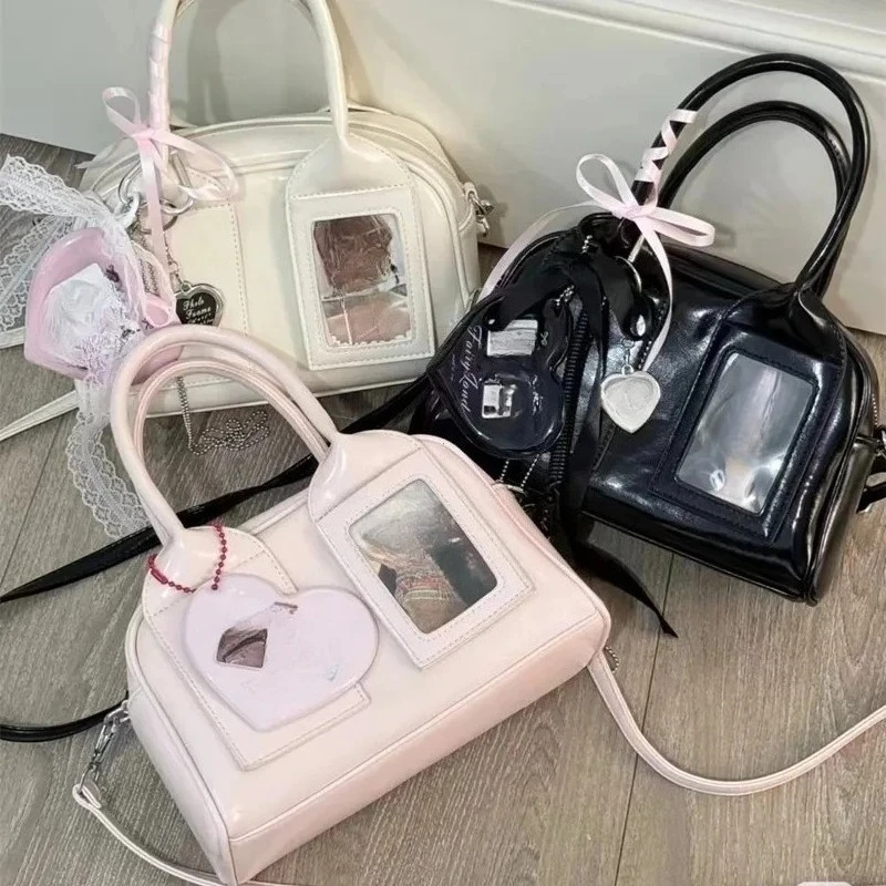 New single-shoulder crossbody bag - Women's Korean version transparent crossbody bag - Can hold photos