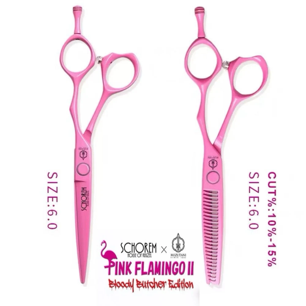 Japanese Mizutani Professional Barber Scissors 6-inch High Quality Pink Flamingo Scissors Straight Scissors Seamless Scissors Se