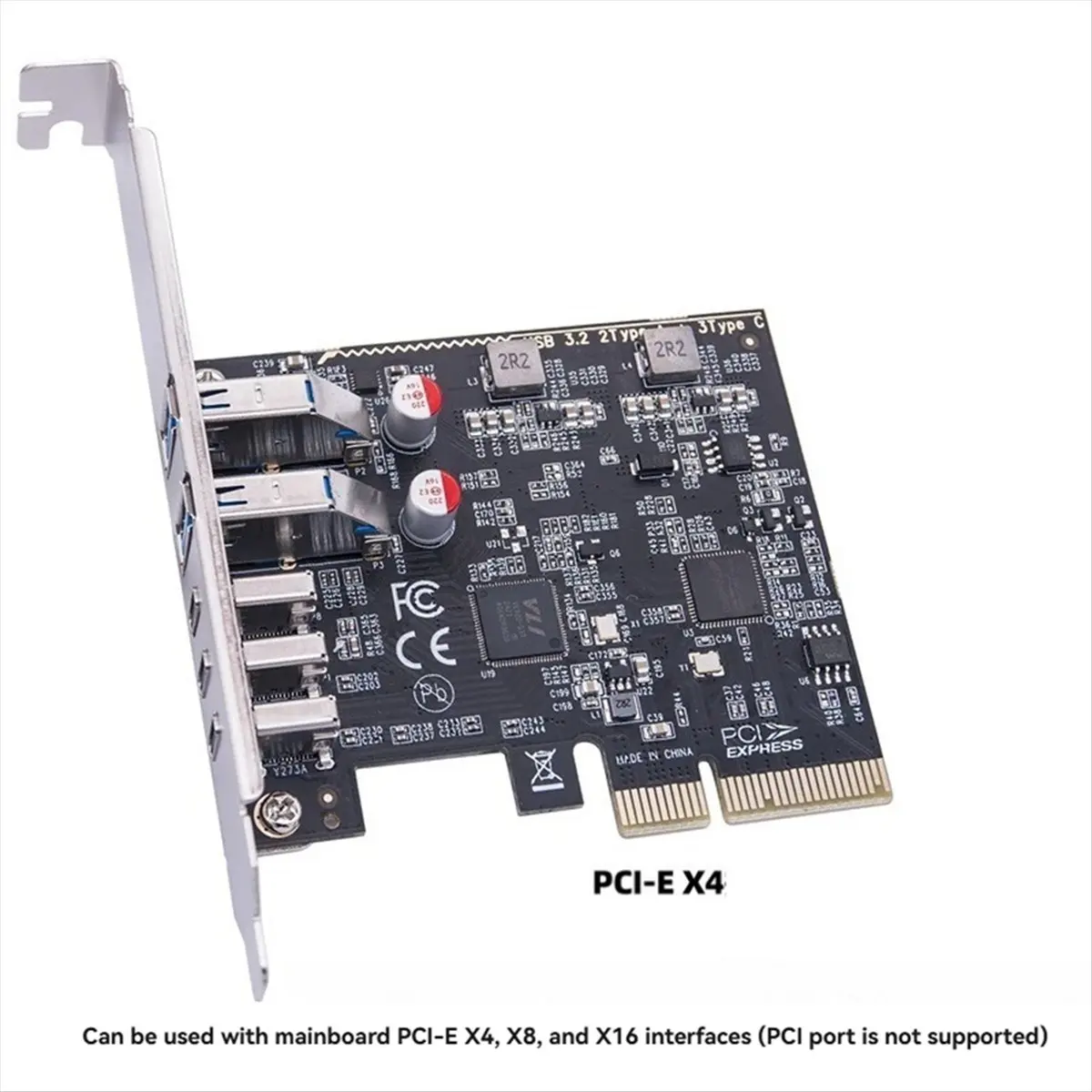 2026 جديد + بطاقة USB PCIE 2 منفذ USB3.2 GEN2 USB-A + 3 منافذ نوع C 10 جيجابت في الثانية بطاقة توسيع PCI-E X4 USB HUB محول لسطح المكتب