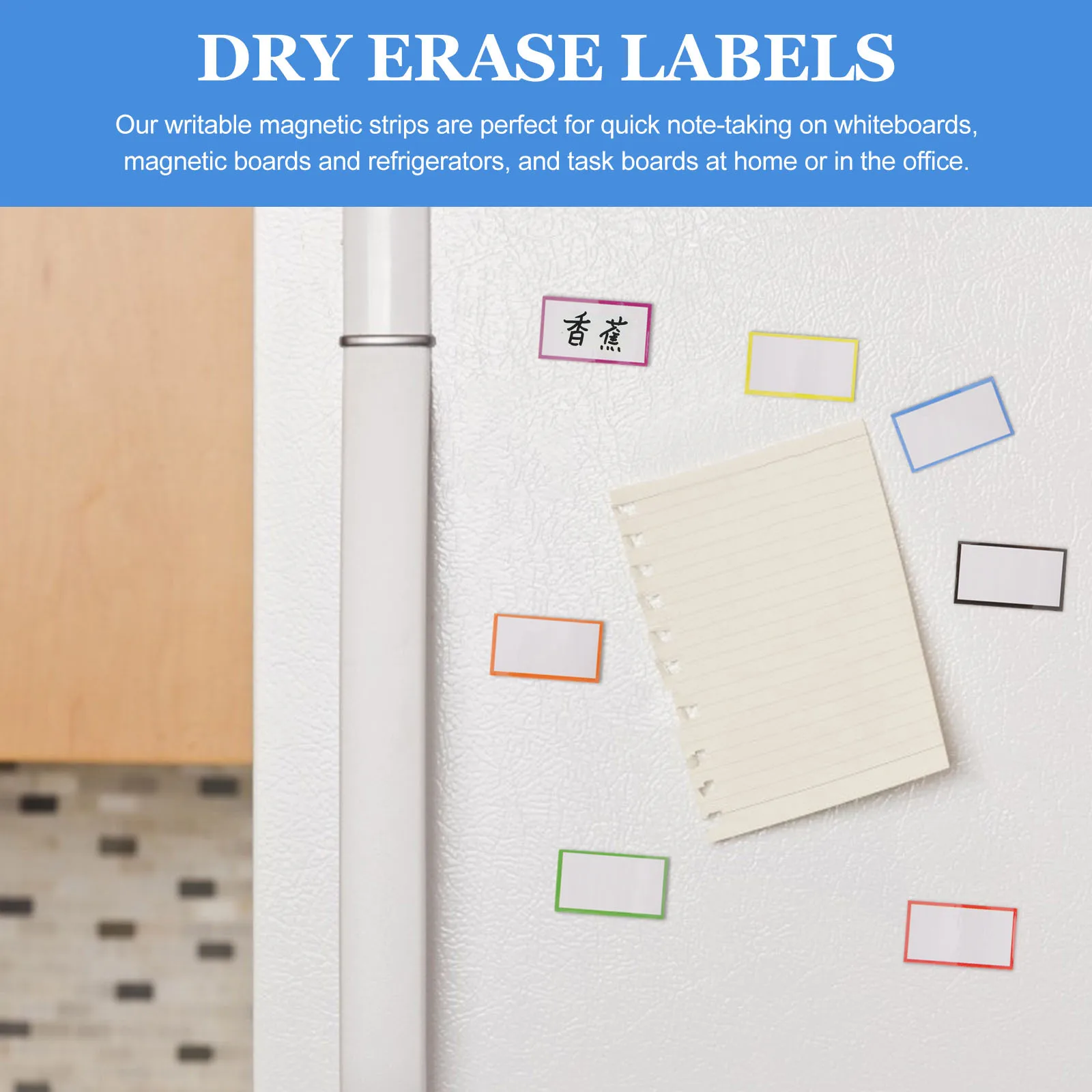 

48pcs Magnetic Labels Reusable Dry Erase Writable Strips For Whiteboard Refrigerator Task Board Home Office Multi-Function Note